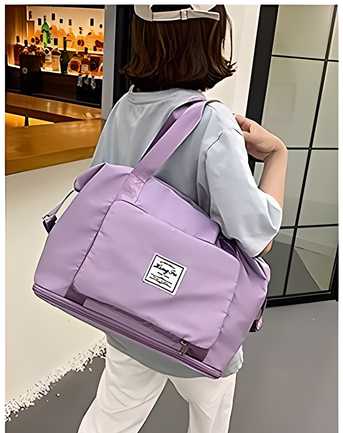 Nylon 22 Cms Travel Duffle(Foldable Travel Duffle_lavender)